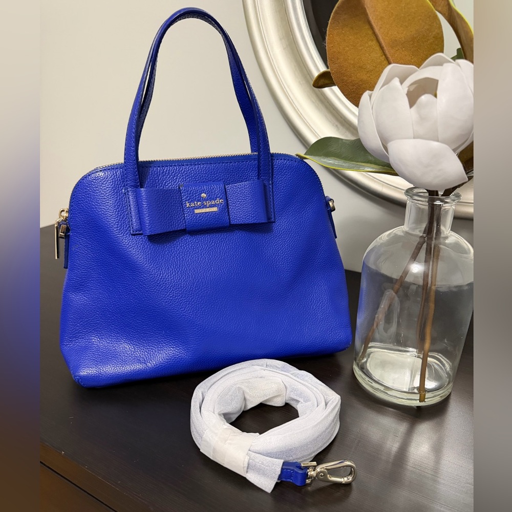 Kate Spade Maise Bow Satchel Bag in Bright Lapis Includes Strap